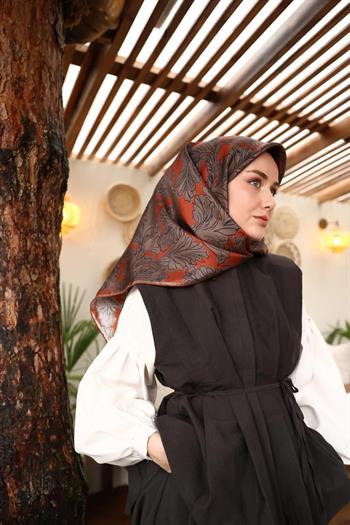 Silk Home Twill İpek Eşarp - 11468-23 Kiremit