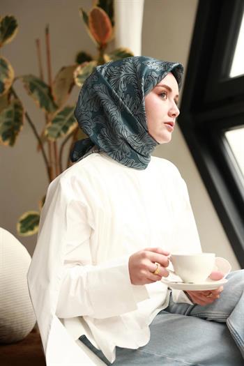 Silk Home Twill İpek Eşarp - 11468-27 Metalik Mavi
