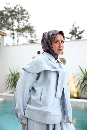 Silk Home Twill İpek Eşarp - 11468-32 Lacivert Mor