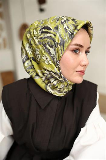 Silk Home Twill İpek Eşarp - 11469-15 Yeşil Siyah