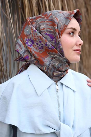 Silk Home Twill İpek Eşarp - 11469-43 Taba Gri