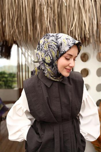 Silk Home Twill İpek Eşarp - 11469-44 Siyah Sarı