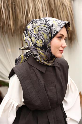 Silk Home Twill İpek Eşarp - 11469-44 Siyah Sarı