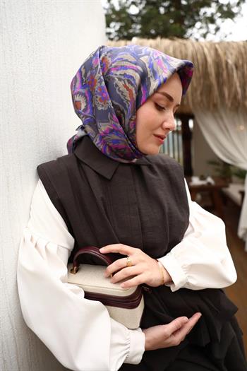 Silk Home Twill İpek Eşarp - 11469-46 Füme Saks