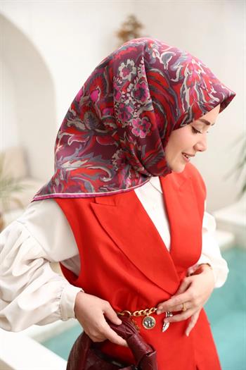 Silk Home Twill İpek Eşarp - 11469-51 Bordo Kırmızı