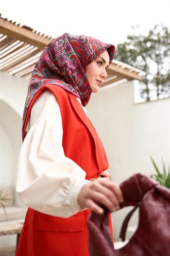 Silk Home Twill İpek Eşarp - 11469-51 Bordo Kırmızı