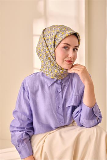 Silk Home Twill İpek Eşarp - 11479-05 Sarı Gümüş