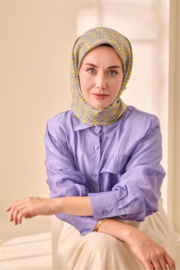 Silk Home Twill İpek Eşarp - 11479-05 Sarı Gümüş