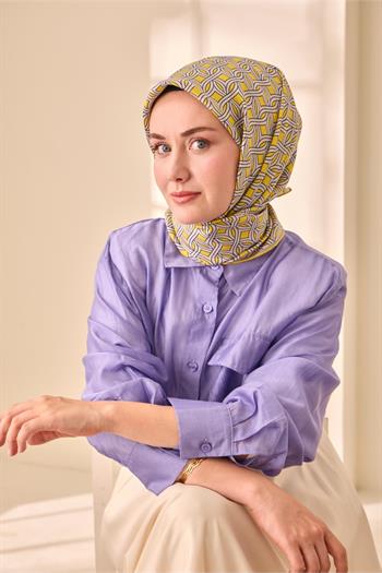 Silk Home Twill İpek Eşarp - 11479-05 Sarı Gümüş