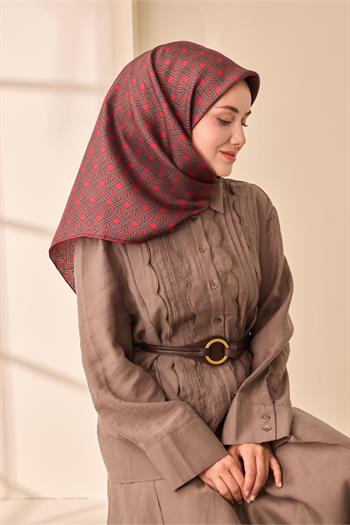 Silk Home Twill İpek Eşarp - 11479-12 Bordo Kahverengi