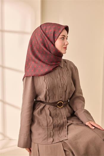 Silk Home Twill İpek Eşarp - 11479-12 Bordo Kahverengi