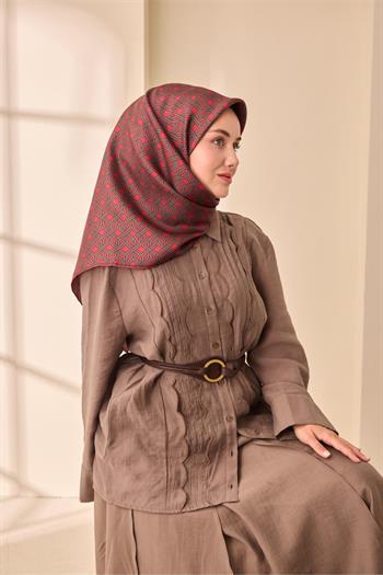 Silk Home Twill İpek Eşarp - 11479-12 Bordo Kahverengi