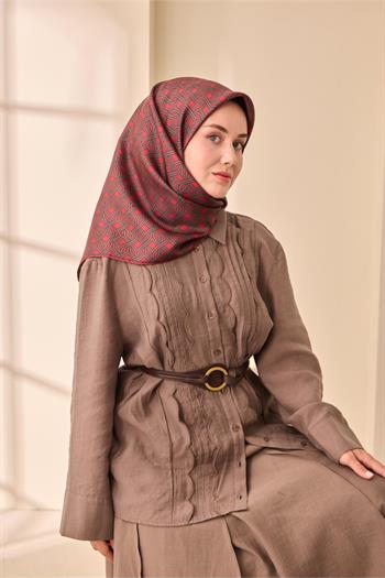 Silk Home Twill İpek Eşarp - 11479-12 Bordo Kahverengi