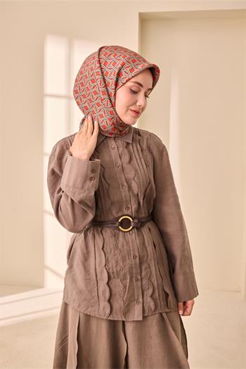 Silk Home Twill İpek Eşarp - 11479-21 Turuncu Vizon