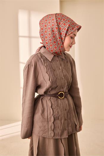 Silk Home Twill İpek Eşarp - 11479-21 Turuncu Vizon