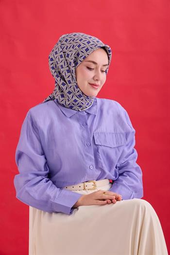 Silk Home Twill İpek Eşarp - 11479-33 Morcivert Gümüş