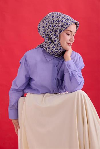 Silk Home Twill İpek Eşarp - 11479-33 Morcivert Gümüş