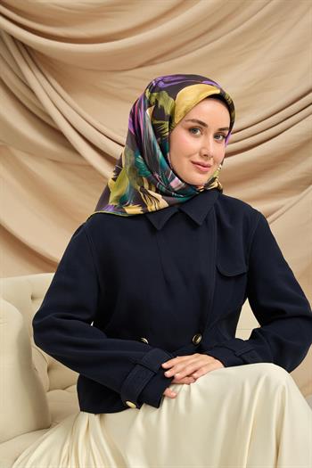 Silk Home Twill İpek Eşarp - 11480-50 Antrasit Yeşil