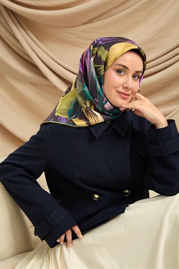 Silk Home Twill İpek Eşarp - 11480-50 Antrasit Yeşil