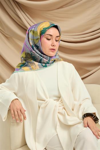 Silk Home Twill İpek Eşarp - 11480-51 Metalik Gri Yeşil