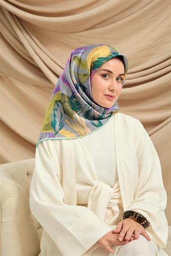 Silk Home Twill İpek Eşarp - 11480-51 Metalik Gri Yeşil