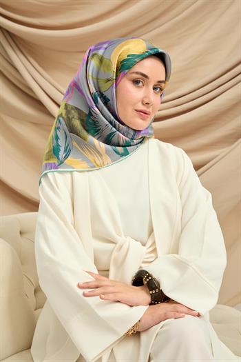 Silk Home Twill İpek Eşarp - 11480-51 Metalik Gri Yeşil