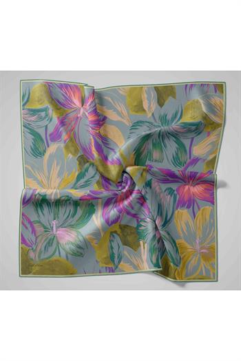 Silk Home Twill İpek Eşarp - 11480-51 Metalik Gri Yeşil