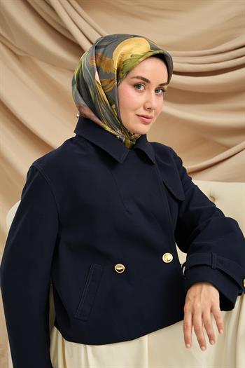 Silk Home Twill İpek Eşarp - 11480-53 Yeşil Gri