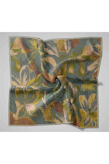 Silk Home Twill İpek Eşarp - 11480-53 Yeşil Gri