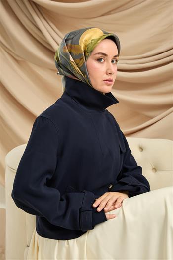 Silk Home Twill İpek Eşarp - 11480-53 Yeşil Gri