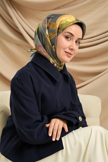 Silk Home Twill İpek Eşarp - 11480-53 Yeşil Gri