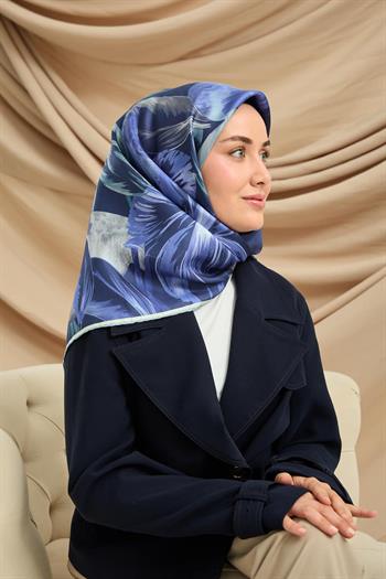 Silk Home Twill İpek Eşarp - 11480-56 Lacivert Gri