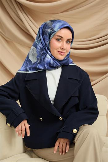 Silk Home Twill İpek Eşarp - 11480-56 Lacivert Gri