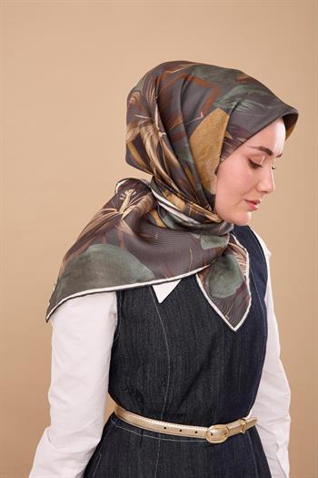 Silk Home Twill İpek Eşarp - 11480-61 Koyu Vizon Yeşil