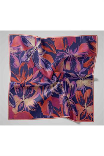 Silk Home Twill İpek Eşarp - 11480-64 Morcivert Turuncu