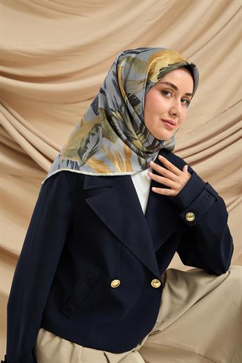 Silk Home Twill İpek Eşarp - 11480-66 İndigo Yeşil