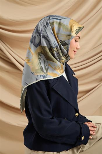 Silk Home Twill İpek Eşarp - 11480-66 İndigo Yeşil