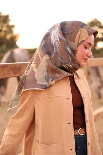 Silk Home Twill İpek Eşarp - 11480-67 Kahverengi