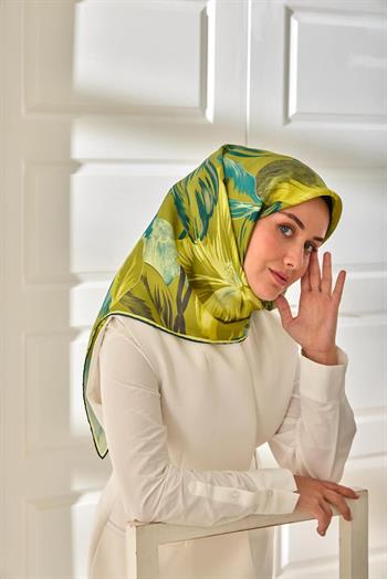 Silk Home Twill İpek Eşarp - 11480-80 Yağ Yeşili
