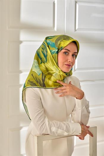 Silk Home Twill İpek Eşarp - 11480-80 Yağ Yeşili