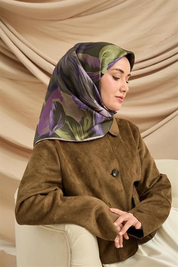 Silk Home Twill İpek Eşarp - 11480-85 Koyu Yeşil 