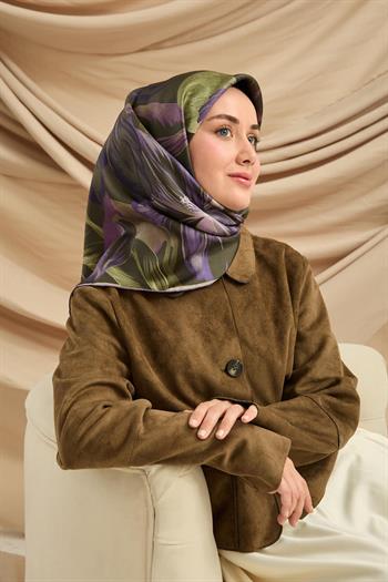 Silk Home Twill İpek Eşarp - 11480-85 Koyu Yeşil 