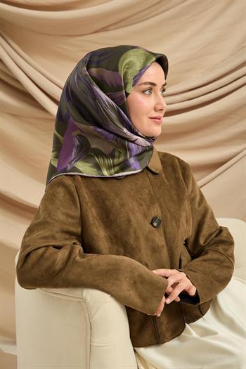 Silk Home Twill İpek Eşarp - 11480-85 Koyu Yeşil 