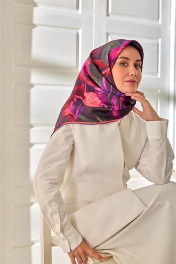 Silk Home Twill İpek Eşarp - 11480-87 Mor Pembe