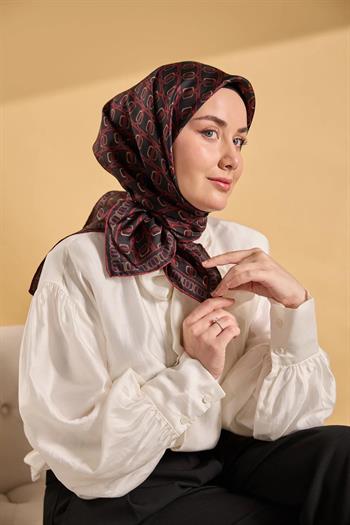 Silk Home Twill İpek Eşarp - 11521-09 Siyah Bordo