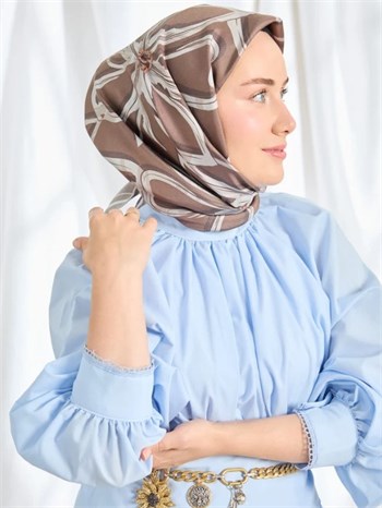 Silk Home Twill İpek Eşarp - 11548-07 Kahverengi
