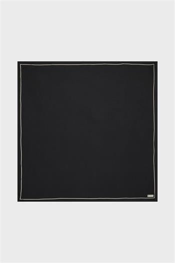 Vakko Düz Twill İpek Eşarp - Siyah Krem