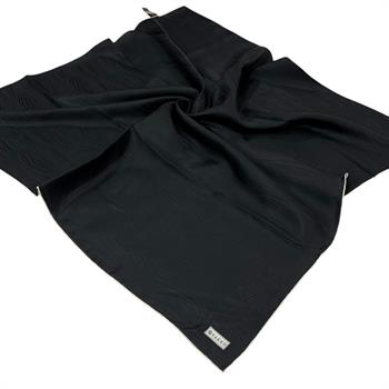 Vakko Jakarlı İpek Eşarp - Dalga Desen - Siyah Ekru