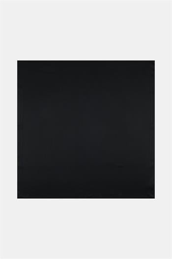 Vakko Jakarlı Twill İpek Eşarp - Çerçeve - Siyah