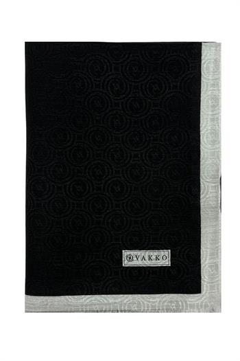 Vakko Pamuk İpek Şal - Helezon Monogram - Siyah Beyaz